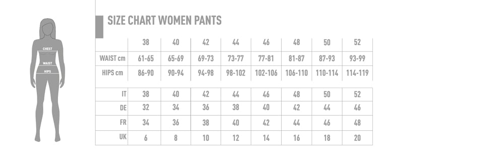 karpos size chart women pants